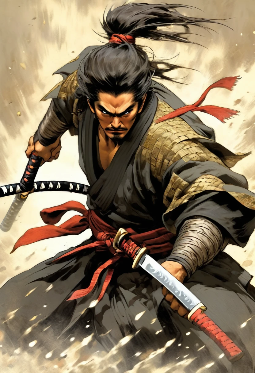Sumurai man in attack pose , maos perfeitas , Perfect Katana , 