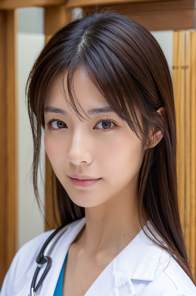 ((Highest quality)), ((masterpiece)), (detailed),Perfect Face,Japanese,Female doctor,White,Mature Woman