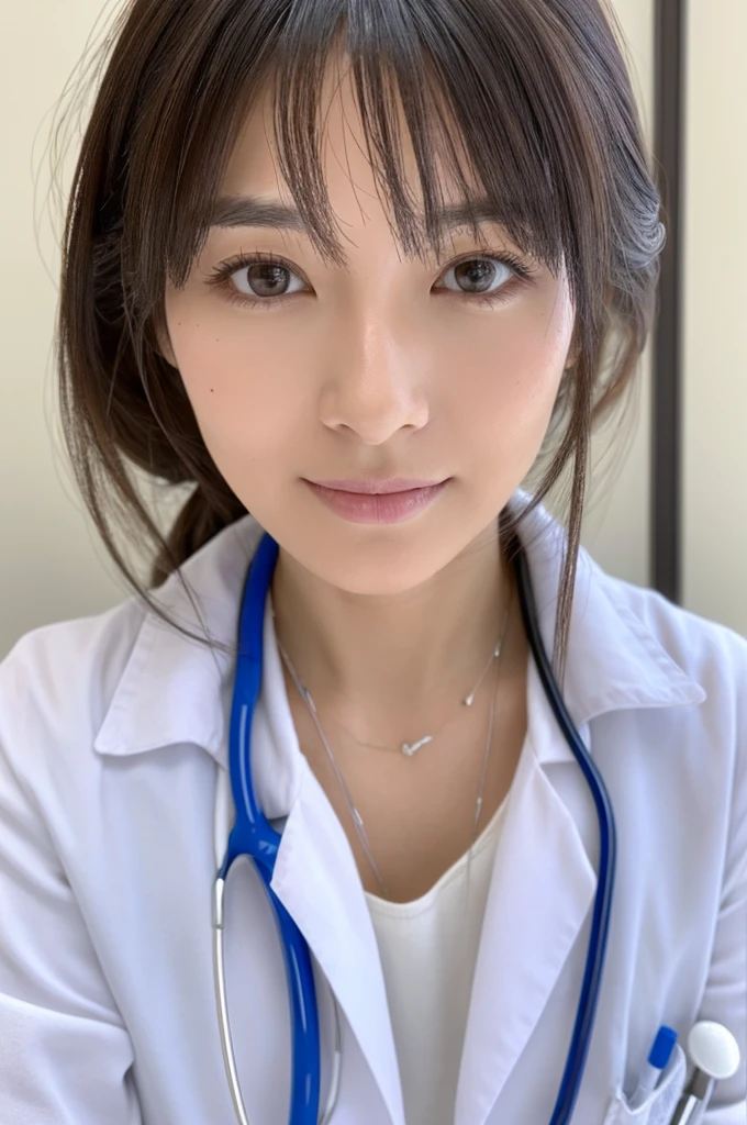 ((Highest quality)), ((masterpiece)), (detailed),Perfect Face,Japanese,Female doctor,White,Mature Woman