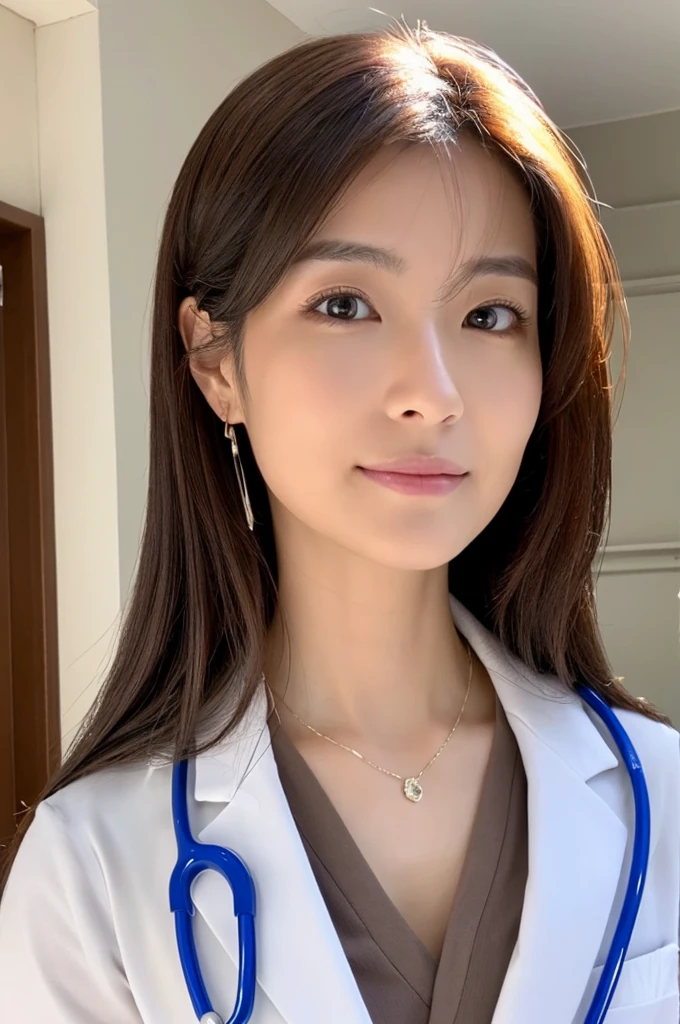((Highest quality)), ((masterpiece)), (detailed),Perfect Face,Japanese,Female doctor,White,Mature Woman