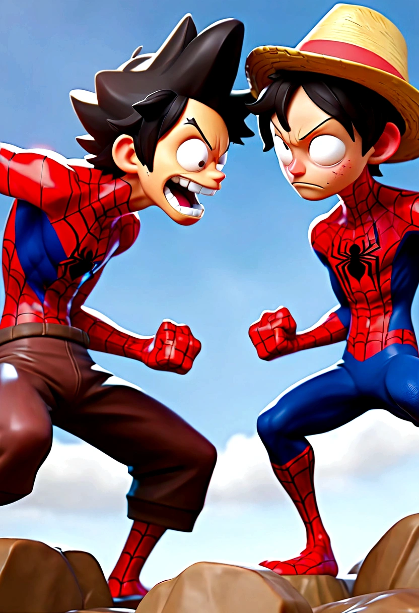 Luffy vs spiderman fight