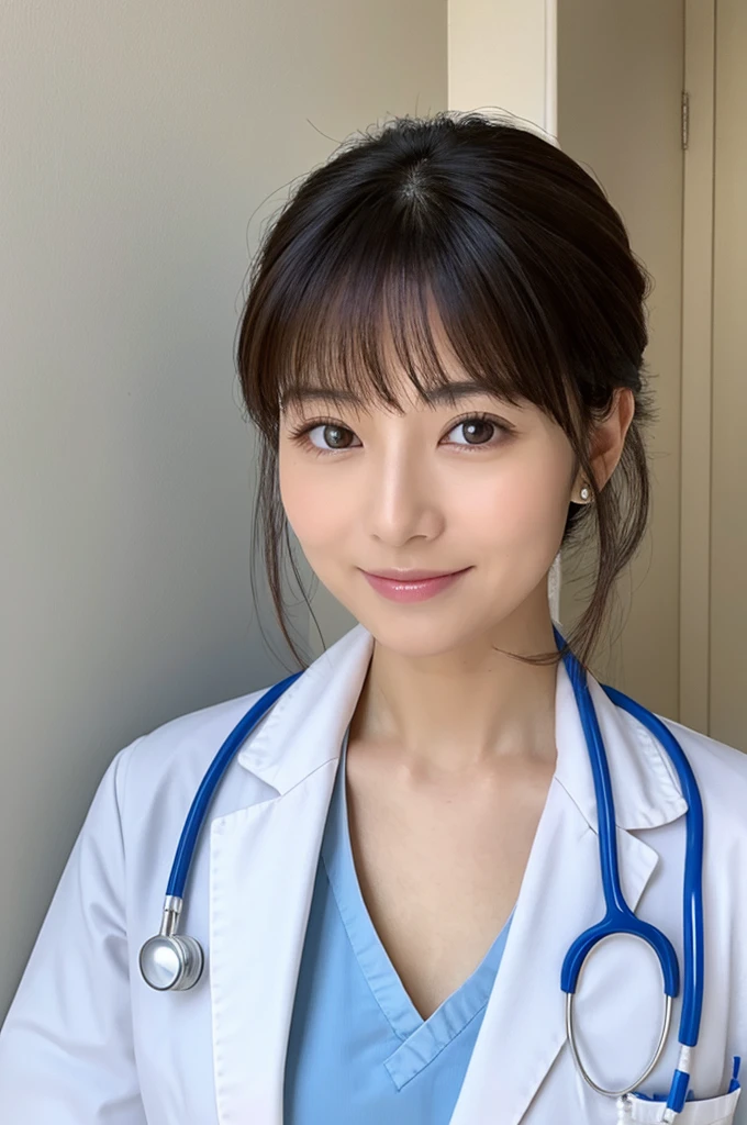 ((Highest quality)), ((masterpiece)), (detailed),Perfect Face,Japanese,Female doctor,White,Mature Woman