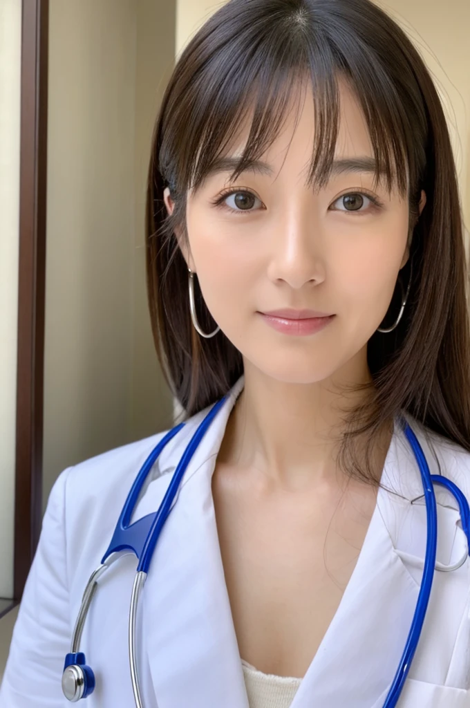 ((Highest quality)), ((masterpiece)), (detailed),Perfect Face,Japanese,Female doctor,White,Mature Woman