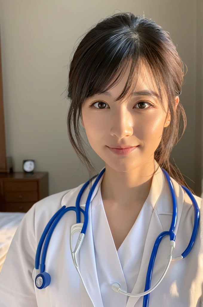 ((Highest quality)), ((masterpiece)), (detailed),Perfect Face,Japanese,Female doctor,White,Mature Woman