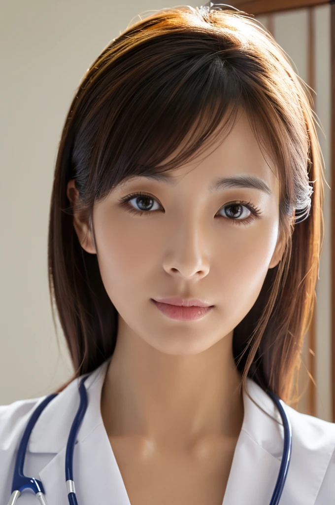 ((Highest quality)), ((masterpiece)), (detailed),Perfect Face,Japanese,Female doctor,White,Mature Woman