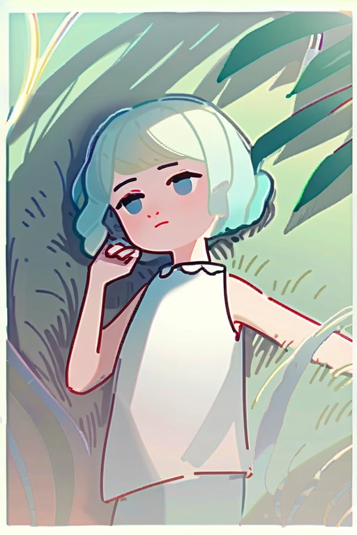 ((Лучшее качество)), ((шедевр)), (подробный), a girl in a swimsuit is lying on the grass