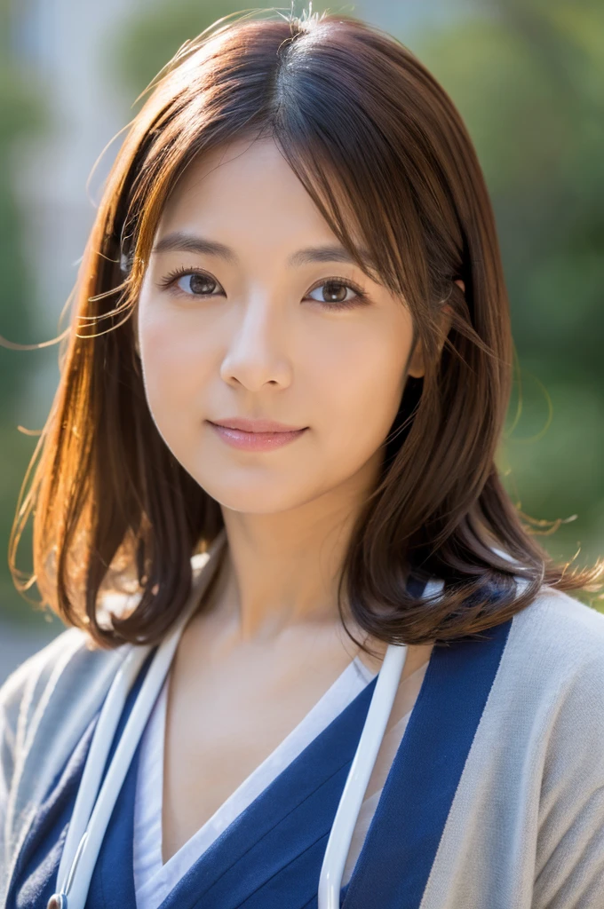 ((Highest quality)), ((masterpiece)), (detailed),Perfect Face,Japanese,Female doctor,White,Mature Woman