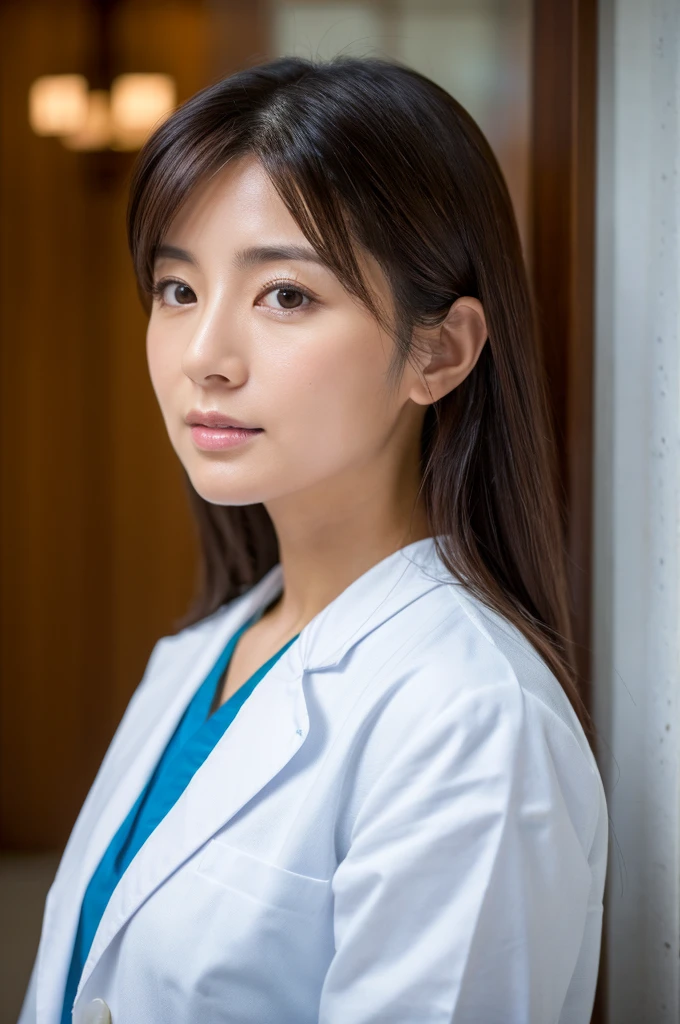((Highest quality)), ((masterpiece)), (detailed),Perfect Face,Japanese,Female doctor,White,Mature Woman