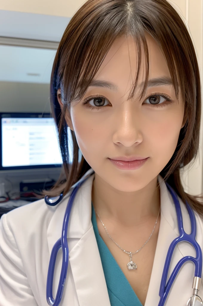 ((Highest quality)), ((masterpiece)), (detailed),Perfect Face,Japanese,Female doctor,White,Mature Woman