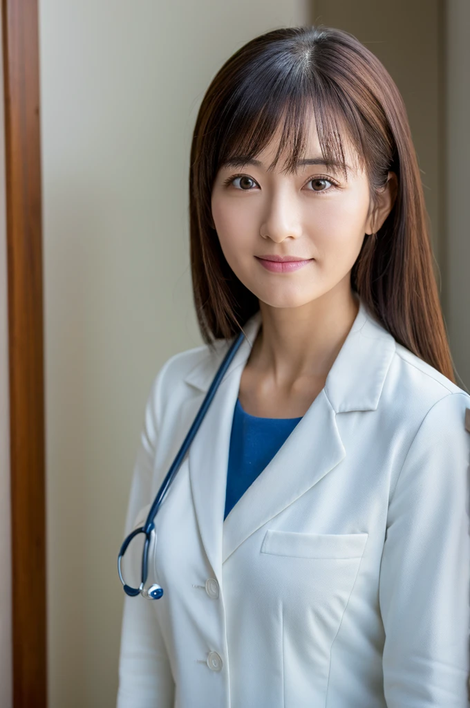 ((Highest quality)), ((masterpiece)), (detailed),Perfect Face,Japanese,Female doctor,White,Mature Woman