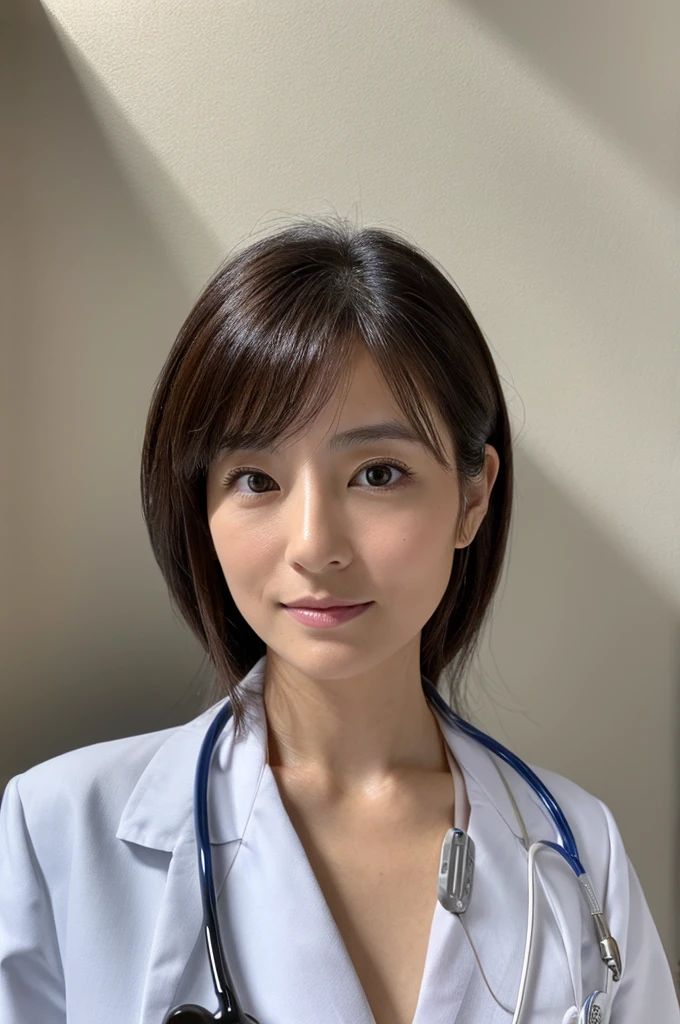 ((Highest quality)), ((masterpiece)), (detailed),Perfect Face,Japanese,Female doctor,White,Mature Woman
