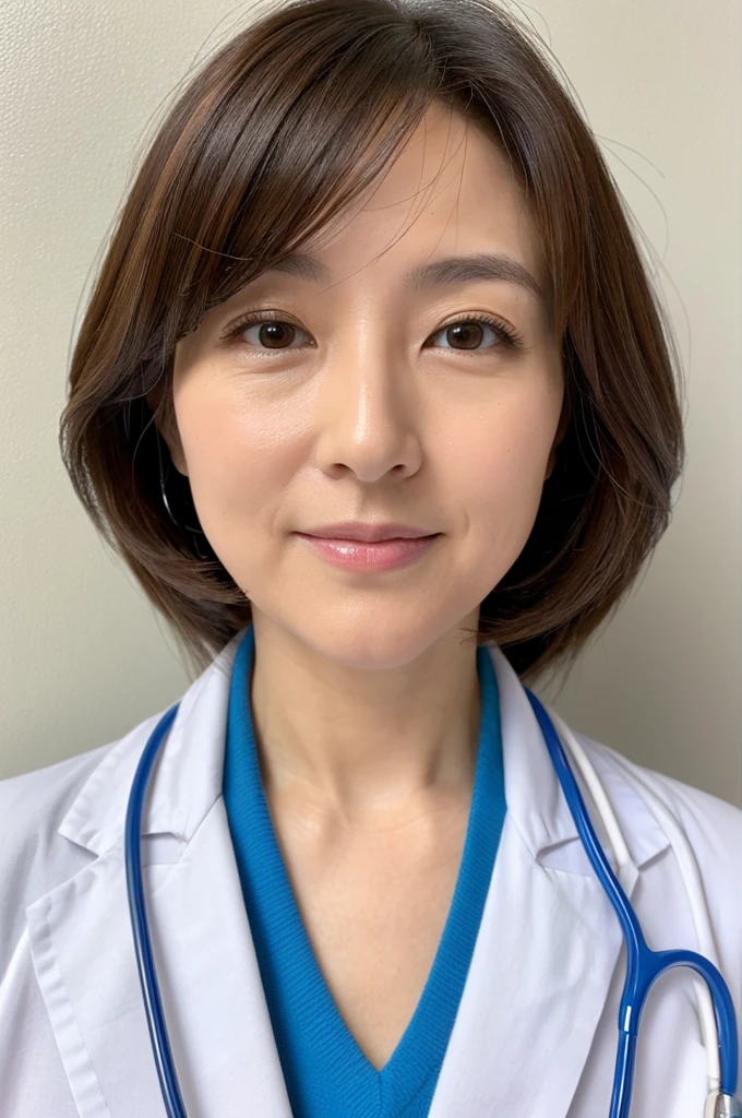 ((Highest quality)), ((masterpiece)), (detailed),Perfect Face,Japanese,Female doctor,White,Mature Woman