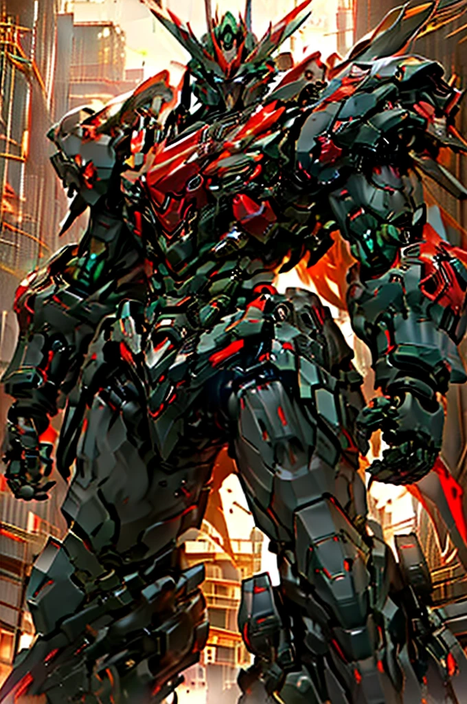 nijiMecha,gray machine standing in the desert,A cloak that covers the shoulders,Odd Eye with Red Eyes and Green Eyes,Short limbs,Energy Core,Power Armor,full armor,Feels old,best quality,masterpiece,There are no humans,V pin,Bule Themes