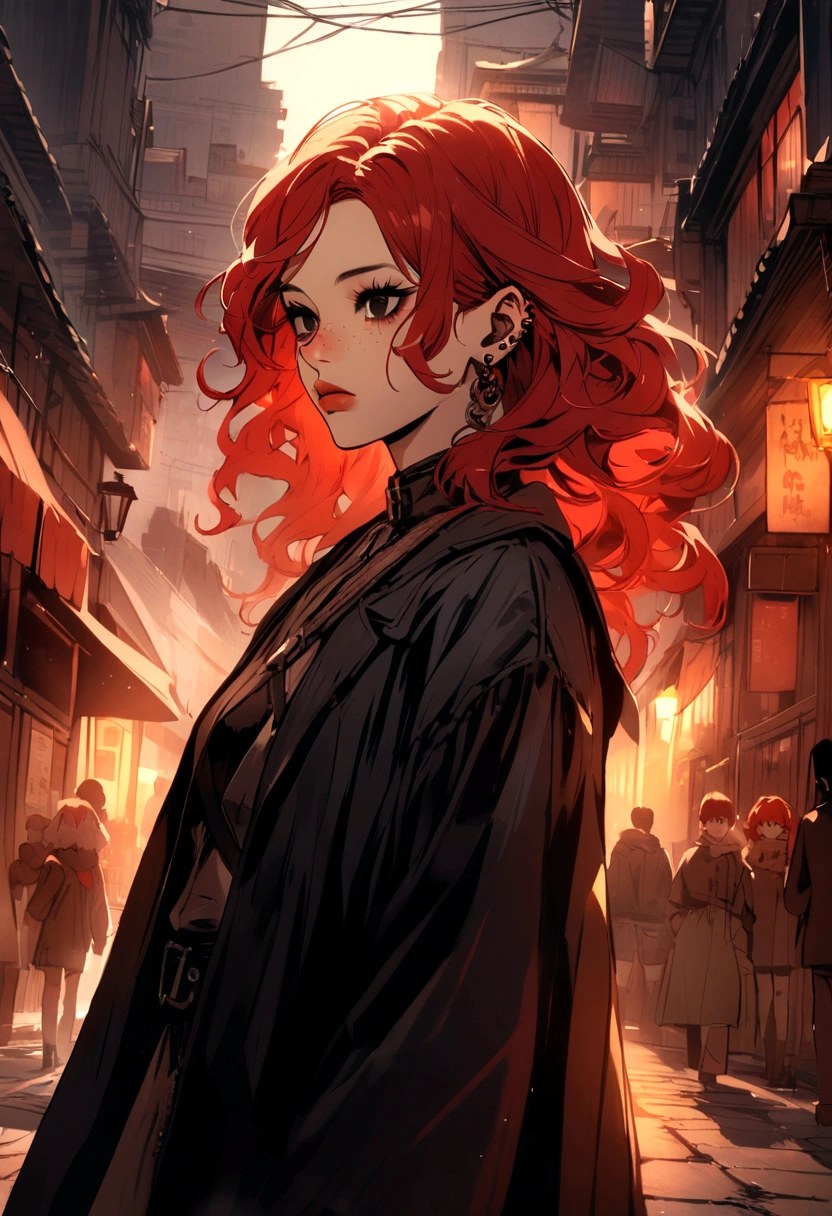 good quality,1 , curry hair, Red-Haired, with freckles, dark style,black eye, PIERCING NO NARIZ