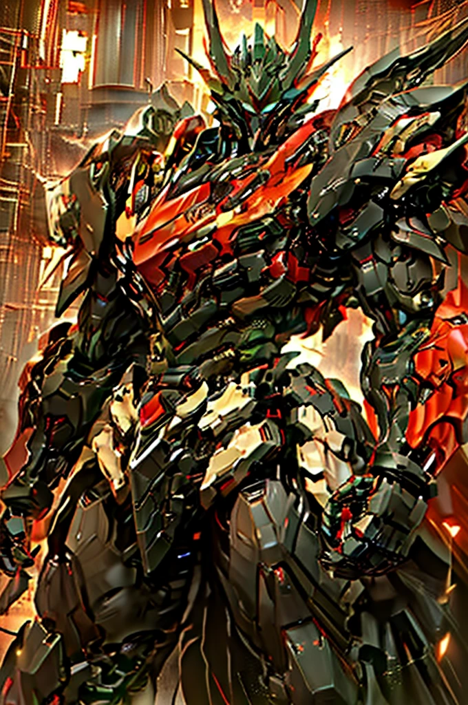 nijiMecha,gray machine standing in the desert,A cloak that covers the shoulders,Odd Eye with Red Eyes and Green Eyes,Short limbs,Energy Core,Power Armor,full armor,Feels old,best quality,masterpiece,There are no humans,V pin,Bule Themes