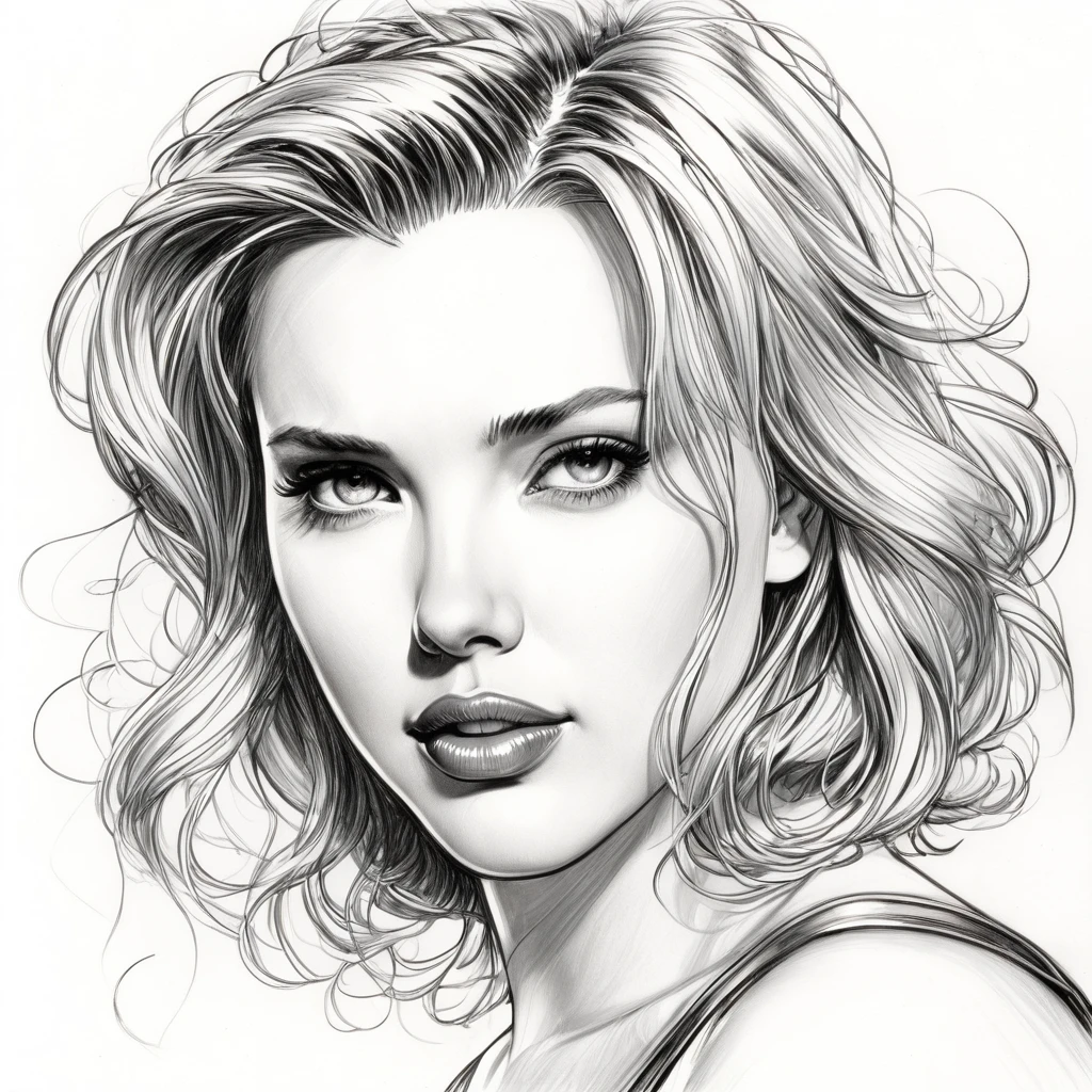art style drawing, art style Jim Lee, Scarlett Johansson