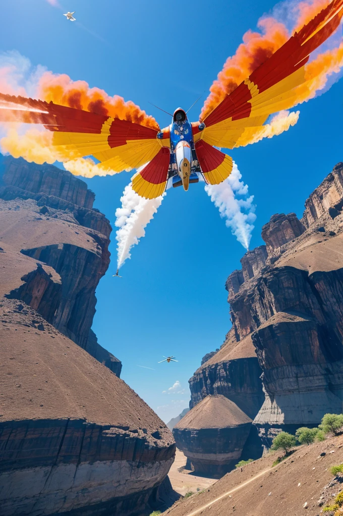Actual image of Suryakiran formation aerobatic tem flying in daimond formation in clear blue skies with indian tricolor smoke