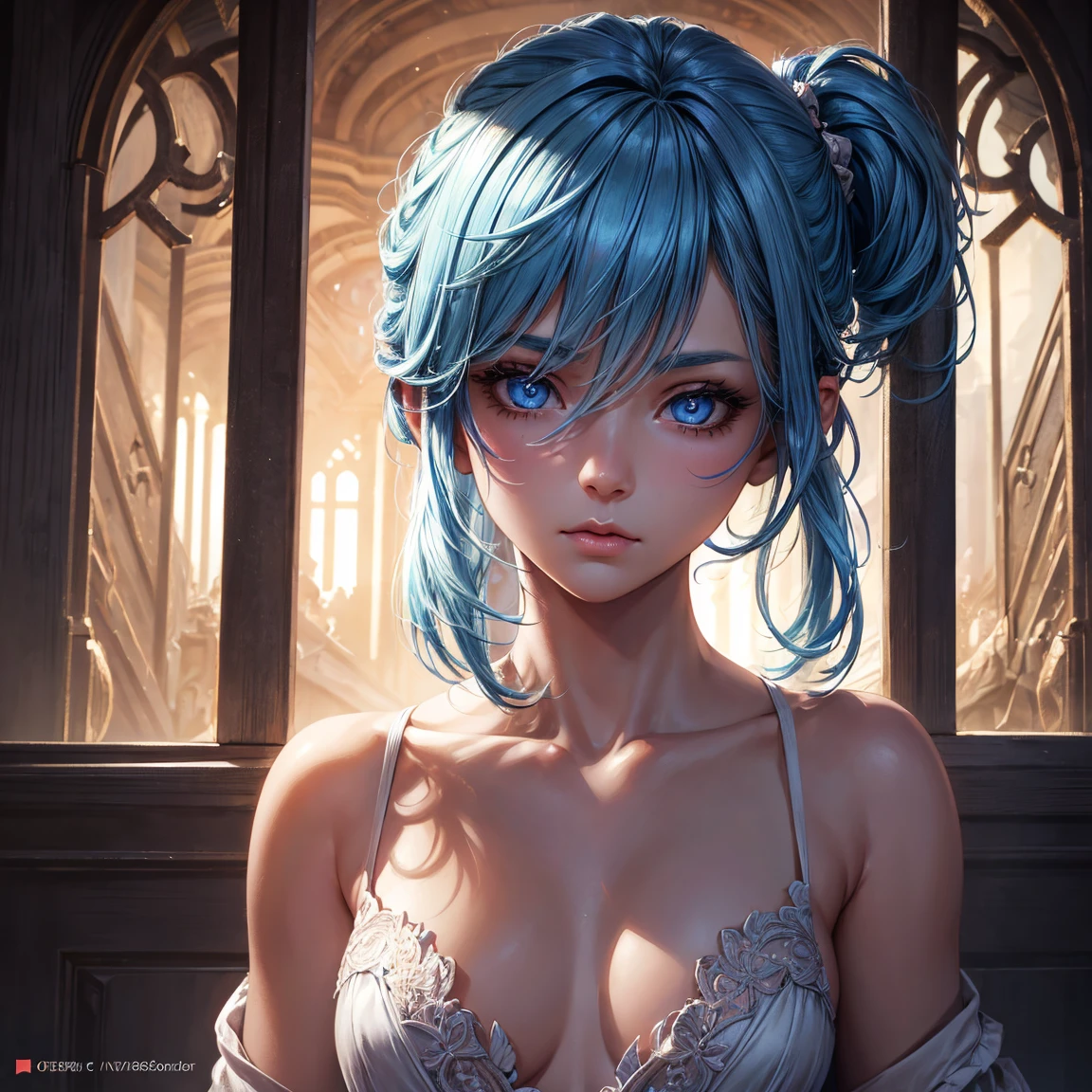 a young girl!, 1girl, light blue short ponytail hair, light blue hair!!, very small breasts!!!, small breasts, blue eyes, she nude, very small pussy!!!, penis instead of a pussy, full body, full body, ghost forest, incredibly sexy body, detailed face, beautiful detailed eyes, beautiful detailed lips, extremely detailed eyes and face, long eyelashes, intricate details, detailed clothing, intricate details,highly detailed, photo realistic, 8k, best quality, masterpiece, cinematic lighting, dramatic lighting, vibrant colors, fantasy, digital art, concept art