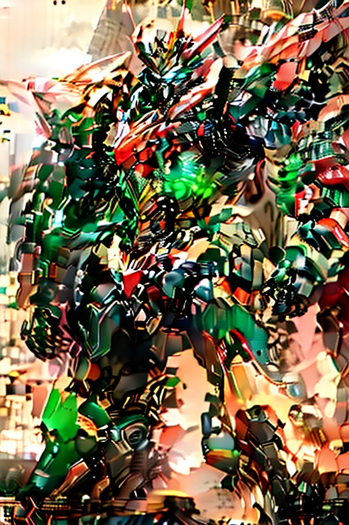 nijiMecha,gray machine standing in the desert,A cloak that covers the shoulders,Odd Eye with Red Eyes and Green Eyes,thick limbs,Energy Core,Power Armor,full armor,Feeling heavy,Heavy weapons feel old,best quality,masterpiece,There are no humans,V pin,Bule Themes