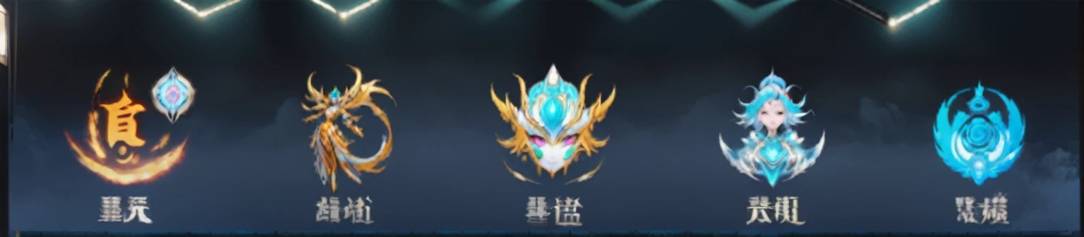 Many different types of weapons are displayed on the screen, Duelist Style, Mecha female leader, Ethereal and Mecha Themes, This character has cryokinesis abilities, Chinese Ghost Festival, There are ancient symbols behind it, Sleek mecha female dragon head, Ghost Festival, Wang Chen