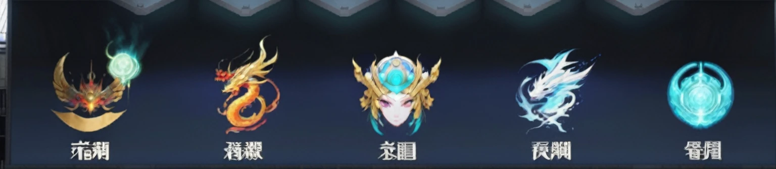 Many different types of weapons are displayed on the screen, Duelist Style, Mecha female leader, Ethereal and Mecha Themes, This character has cryokinesis abilities, Chinese Ghost Festival, There are ancient symbols behind it, Sleek mecha female dragon head, Ghost Festival, Wang Chen