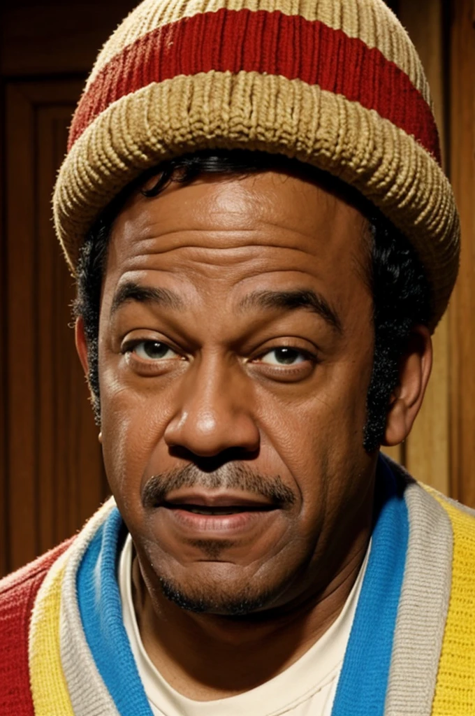 Darnell from the video game "friday night funkin" meet the guy from 8 "Chespirito", all with a visual style similar to that of friday night funkin