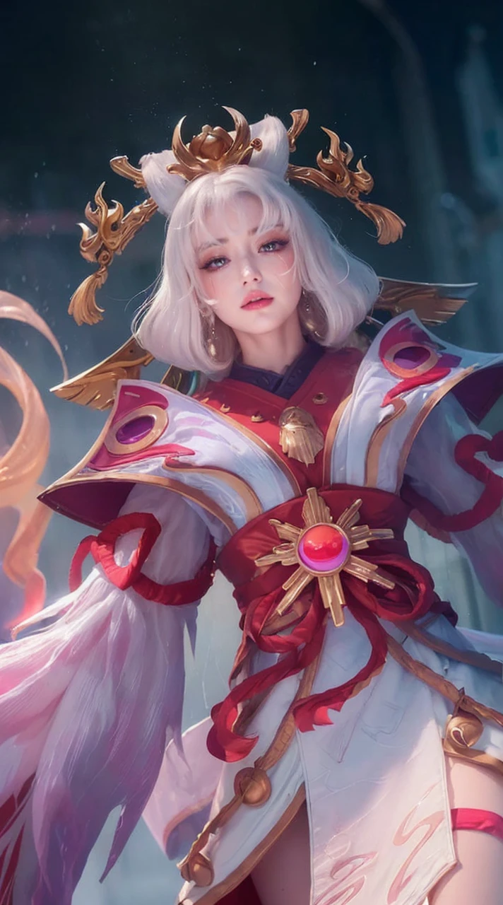 ((Best Quality, 8K, Masterpiece: 1.3)), Sharp: 1.2, Perfect Body Beauty: 1.4, Slim Abs: 1.2, ((Layered Hairstyle, Big Breasts: 1.2)), (Wet White Button Long Shirt: 1.1), (Rain, Street: 1.2), Wet: 1.5, Highly detailed face and skin texture, detailed eyes, double eyelids, side face looking at the camera
