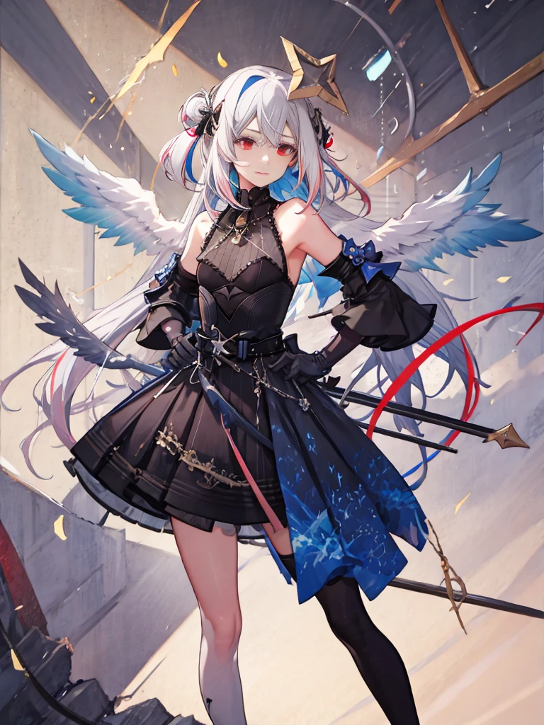 (8K, Best quality, tmasterpiece:1.2),\(Eyes detailed\),\(facial feature\),(\(Clothing details body details,(surface focus) ,Very detailed CG-8k wallpaper,hugefilesize,ultra - detailed,A high resolution,Huang Li,beautidful eyes,Ray traching,dramatic shadow,Detailed pubic hair,dramatic angles,hyper-detailing,(1 girl:1.3),(sonata:1.2),White hair,shinny hair,long, hair straight,(Hair length to hips:1.1),red eyes,