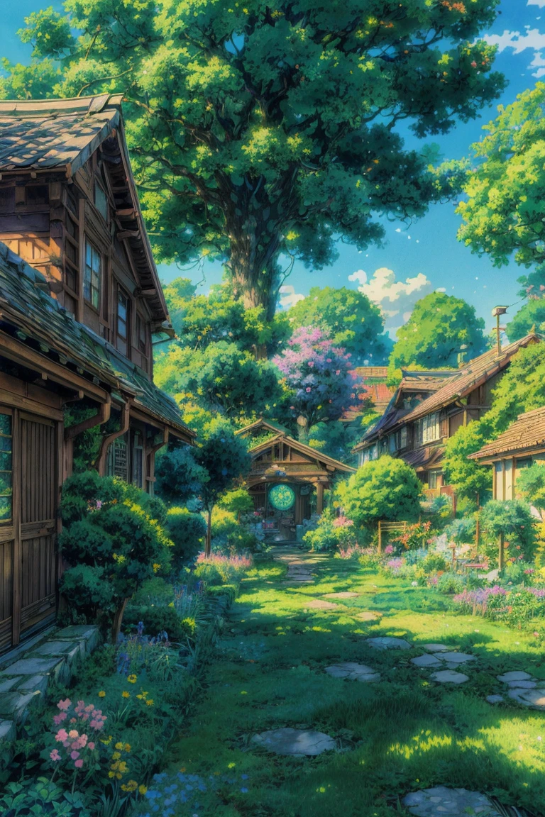 anime house with a garden and a pathway leading to it, anime nature wallpap, anime background art, anime nature, anime background, anime landscape wallpaper, beautiful anime scenery, anime countryside landscape, amazing wallpaper, colorful anime movie background, anime scenery, anime art wallpaper 8 k, anime art wallpaper 4k, anime art wallpaper 4 k, house background