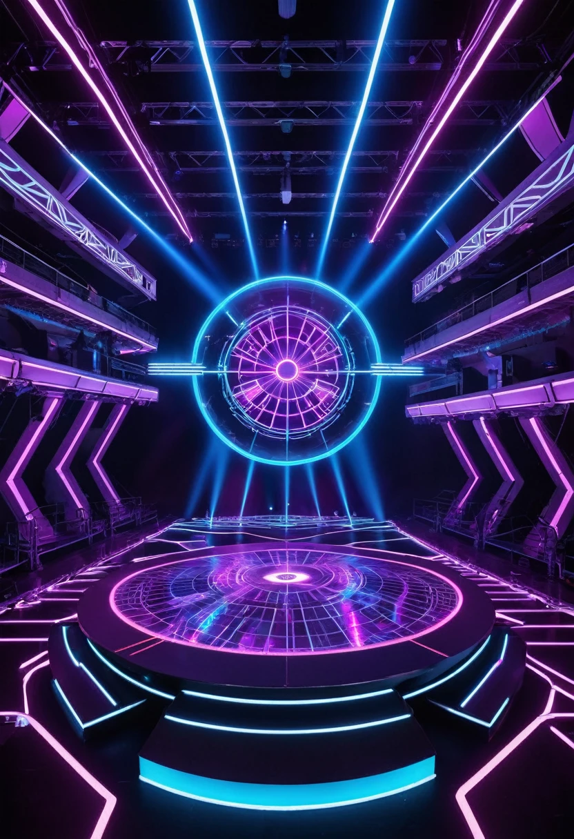 A stage that gives a sense of the near future　It feels like neon and laser beams are moving.