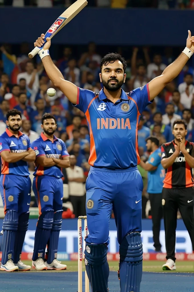 Indian team winning World cup cricket T20 Rohit sharma viratkohli and all 11 people in team