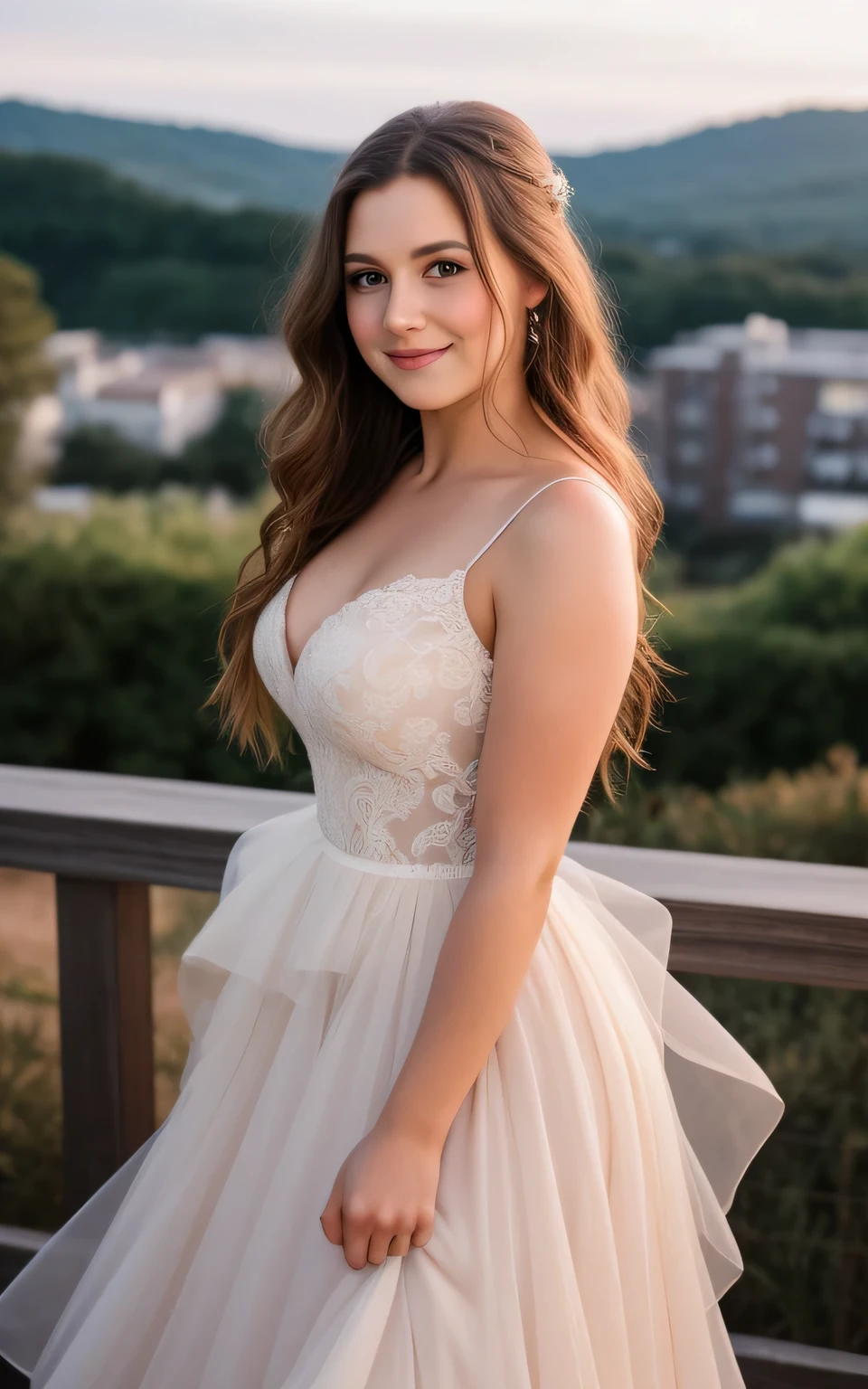 Melody Marks, Intimate, face blush, red blushy cheeks, long wavy hair, feeling excited, beautiful thighs, in love, wearing wedding dress, in the bedroom