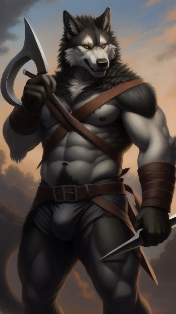 deathwolf, holding sickle weapons, bulge, BREAK,  