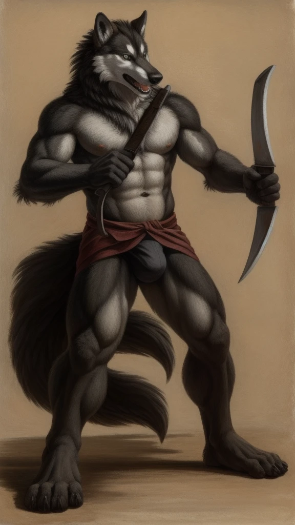 deathwolf, holding sickle weapons, bulge, BREAK,  