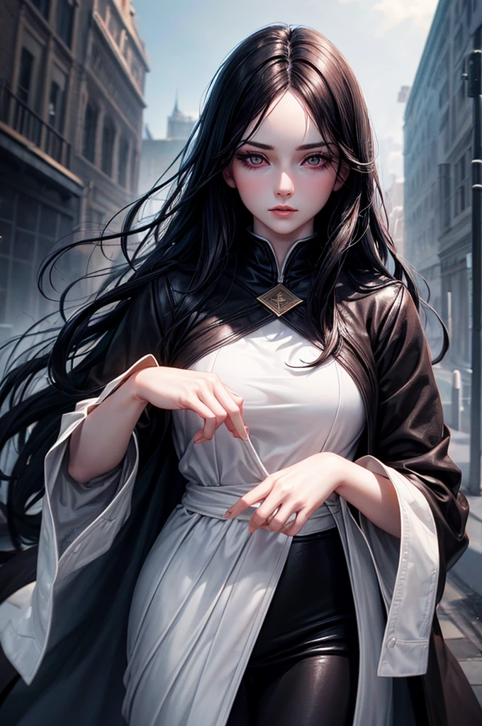 beautiful girl,With realistic dark eyes, pale skin, Medium-long black hair, perfect face, Perfect eyes, wearing a coat, Very detailed, Comprehensive movies, Digital painting, 8K, movie lighting, best quality, High resolution, detailed work, Post-processing, perfect result, Surreal
