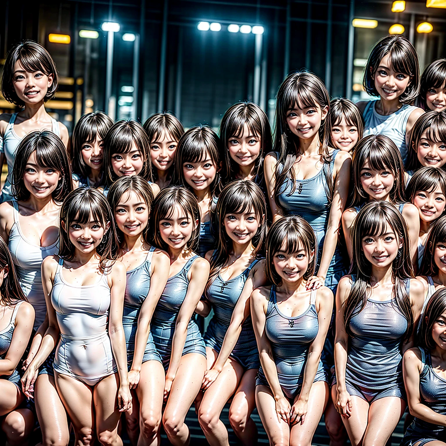 ((ExtremelyDetailed (PUNIPUNI KAWAII 12 Girls in a row:1.37) Shibuya Hachiko-mae scramble crossing)), (masterpiece 8K TopQuality:1.2) (ProfessionalPhoto:1.37), {(Standing Full Body:1.2)|Dancing}, Different types of hair colors, {(skinny(school swimwear))|SchoolUniform|Tutu}, {Corrected BabyLike hand|Hiddenhand}, (Joyful Expressions LifeLike Rendering), PerfectLighting (RainbowColor particles)(Blurred ColorfulLights) MotionBlur