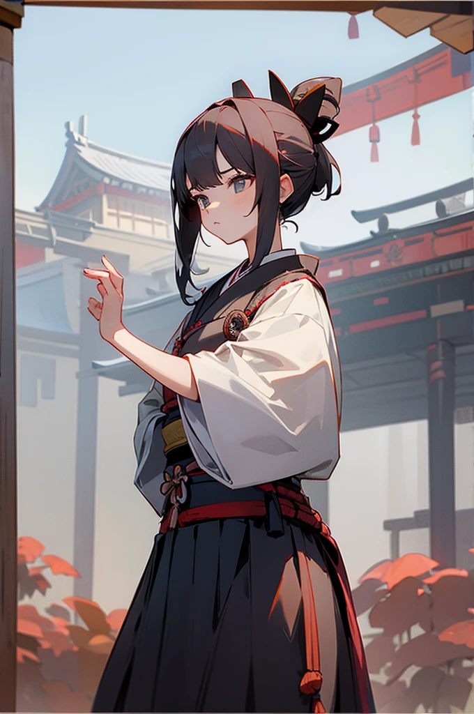 Adult, Female, samurai Clothing, Standing pose, Town background,