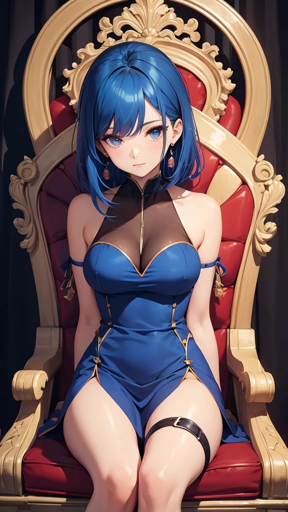 (Best image quality, masterpiece:1.2), (Ultra high definition illustration), (Very beautiful little ones:1.3), (************:1.3) (1 girl:1.2), alone, Browsing Caution, (Shoot from very low:1.3) ,(Condescending look:1.3), (Gorgeous Queen Blue Black High Leg Leotard Dress with Roses Sleeveless:1.3), Sit on the throne chair, Queen&#39;s Crown, (Underarm),(((((Open your feet wide　Showing off pussy:1.5)))) (Spread your legs, White panties:1.3), whole body, Round *********, (Glasses, Blonde short cut), (White thigh-high pantyhose:1.3), (Wicked Smile, Nasty expression), Luxurious palace room, Fancy Room, RPG Royalty,、、, ,  、Underarm, Wicked Smile, Mean face, A girl&#39;s bratty smile, Luxurious palace room, Fancy Room, RPG Royale, Beautiful feet, Show the soles of your feet,