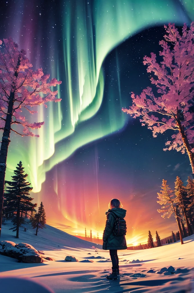 3D rendering abstract background, northern lights