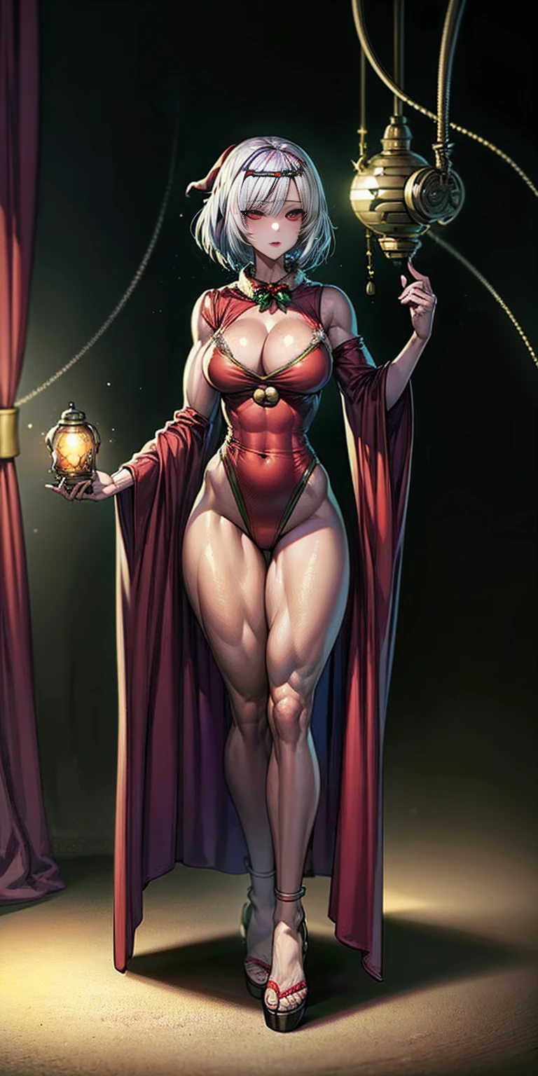 (((1 girl))), (Cassia Orsellio), (short white hair), (Red eyes), , (((wearing a sexy Santa suit))), (Full body view), (in the motel room), (((slender, muscular legs))), thin waist, Stomach Muscles, big ass, (((Full body photo))), black high heel shoes, (standing with one eye closed and showing her very sensual tongue), (((very sensual expression))), (HDR), eye reflection, extended eyes, extended eyes, moody, cheered up, minimalism, cheered up style, ray tracing, cinematic lighting, cinematic lighting, shine, shine, jpeg artifacts, bright light, rays of god, ray tracing, drop shadow, panorama, Sony FE, from behind, below, below, UHD, piece of teacher, necessary, necessary, anatomically correct, super detail, high quality , Best Quality , very high, 16k