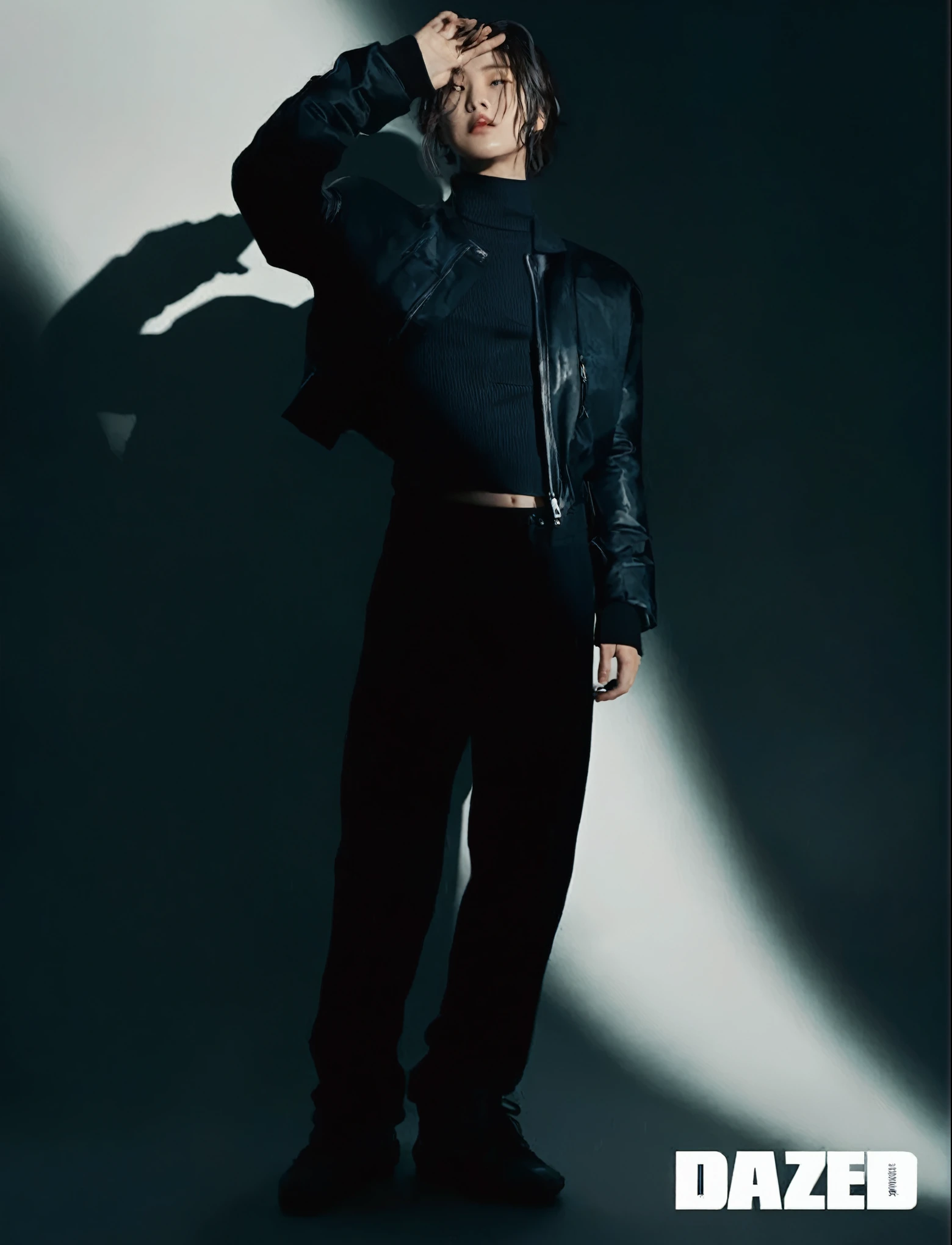 arafed image of a man in a black jacket and pants, ji-min, photograph of a techwear woman, jia, official jil sander editorial, hyung tae, cai xukun, 2 b, 2b, by Tadashi Nakayama, photoshoot, seseon yoon, wonbin lee, jinyoung shin, leather clothes, sun yunjoo