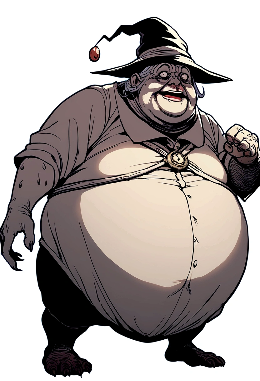 A old and ugly Witch, FAT, horror, full body, no background