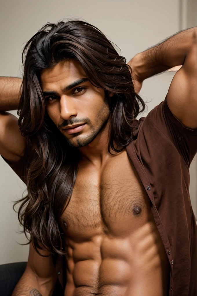 A brown sexy boy with good hairs and a sharped jawline