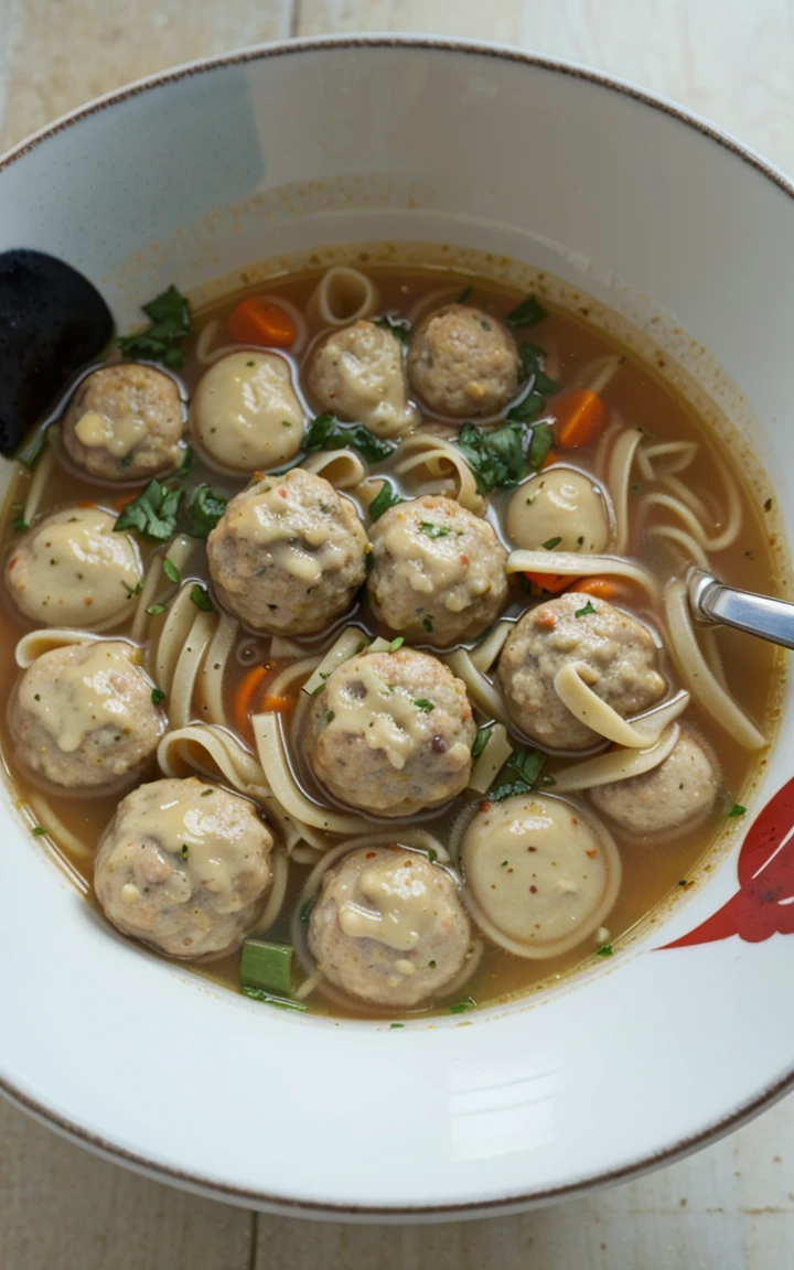 Meatball with noodle soup