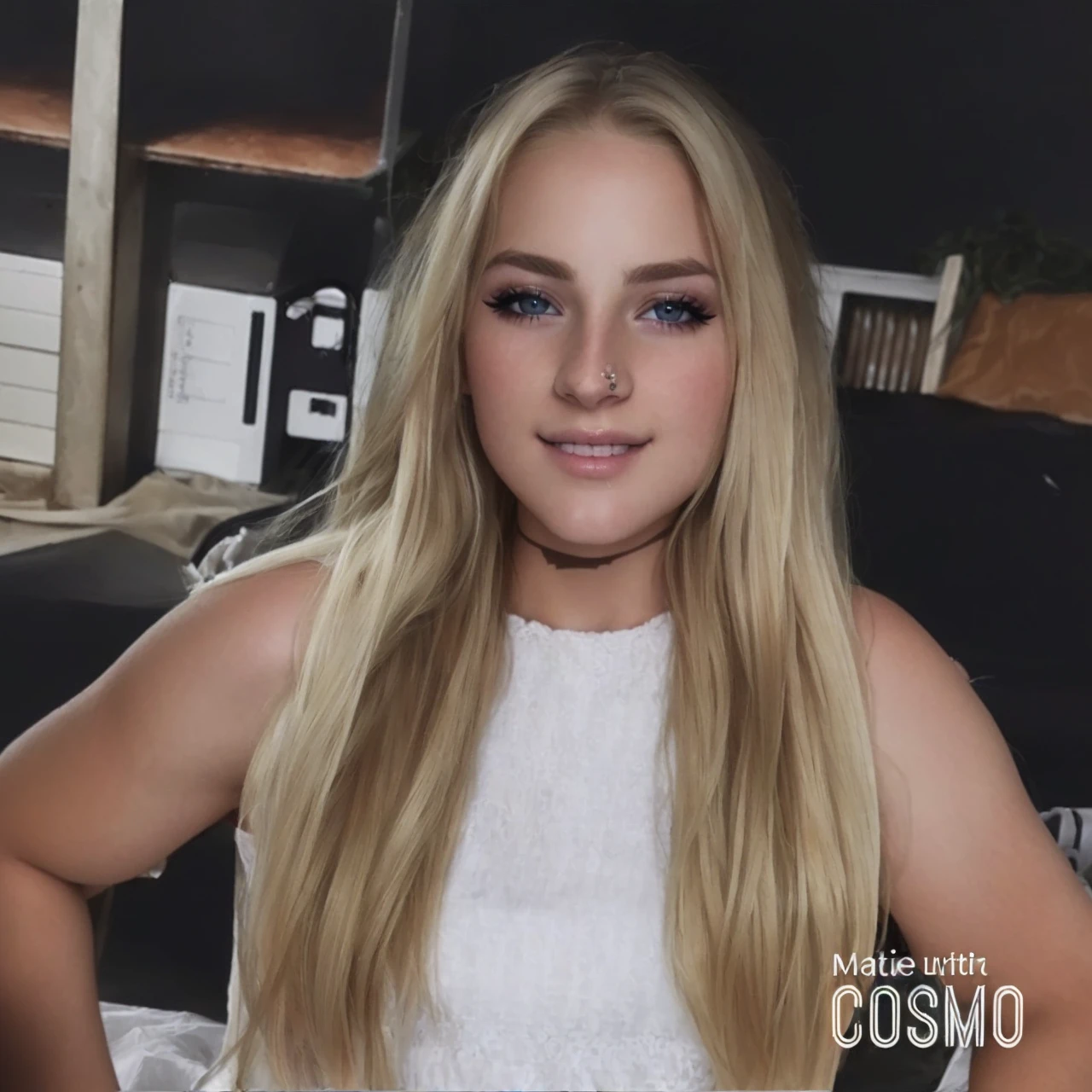 ((best quality)), ((ultra res)), ((photorealistic:1.4)), (intricate details), 19 years old, blonde hair, perfect face, make up:1.5, light on face, face detail,