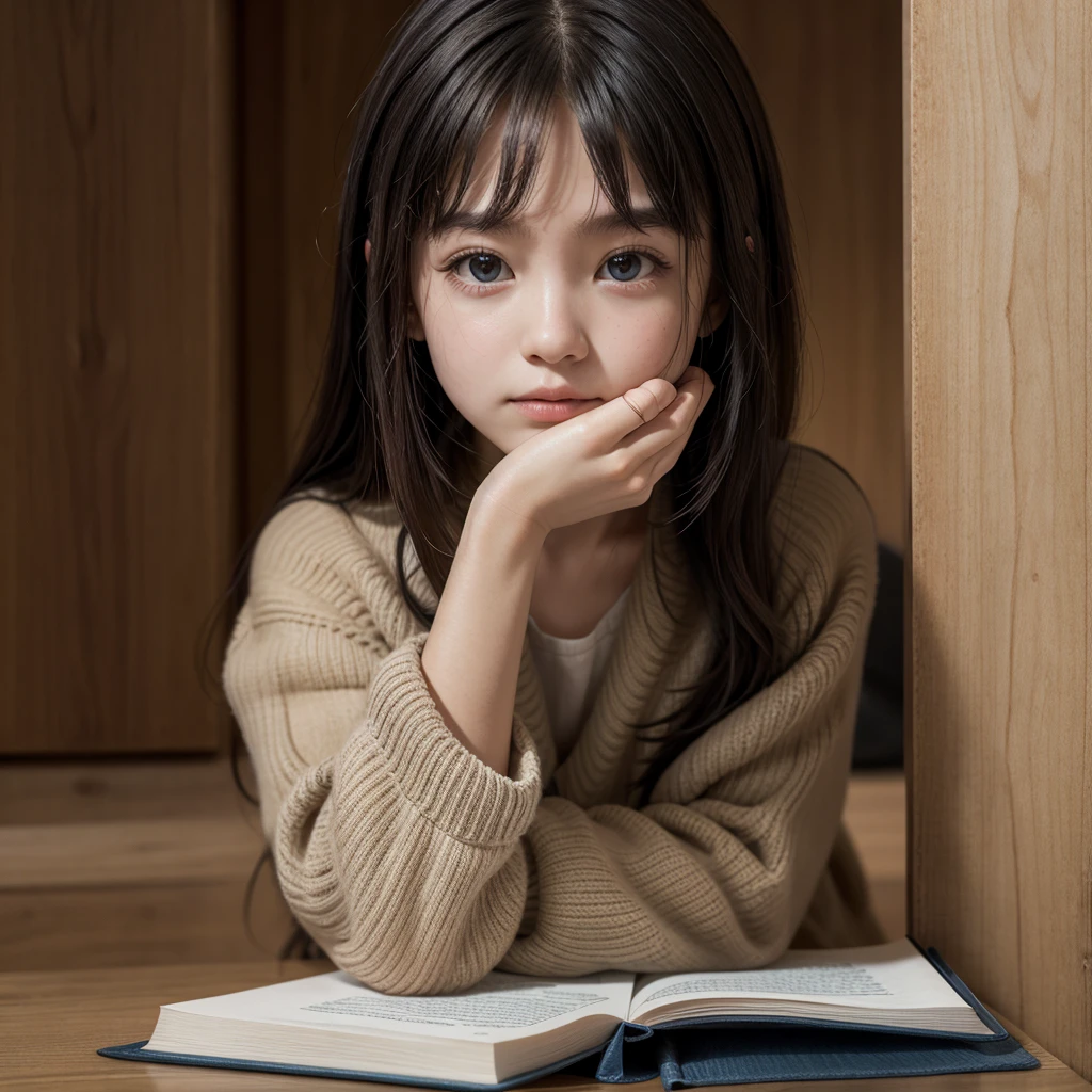 Make a book cover,there is a novice with her hands together in front of her body, There's a man on the side, with a formal shirt, he has his hand on her neck, and he has