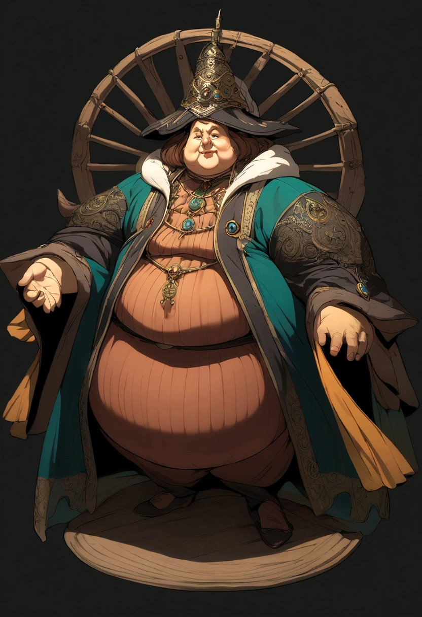 A old and FAT Witch, full body, no background