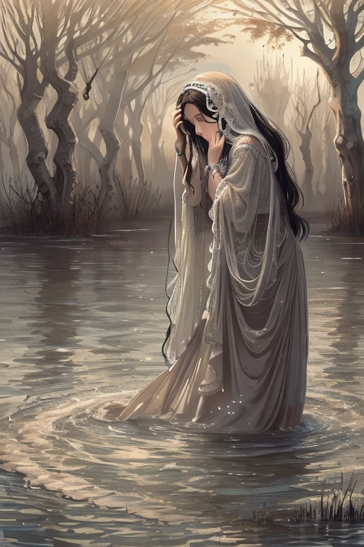 La Llorona, or "The Weeping Woman," is a prominent figure in Latin American folklore, particularly in Mexican culture. The legend has been passed down through generations, with various versions and interpretations, but the core story remains consistent.
### The Legend
La Llorona is typically depicted as the ghost of a woman who wanders near bodies of water, crying and searching for her lost children. According to the most common version of the tale, La Llorona was a beautiful woman named Maria who fell in love and married a wealthy man. They had children together, but over time, her husband began to neglect her and eventually left her for another woman.
In a fit of despair and madness, Maria drowned her children in a river. Realizing the horror of her actions, she drowned herself as well. However, she was unable to enter the afterlife and was condemned to roam the earth, mourning her children and searching for their souls. Her wails are often heard at night, and she is said to children