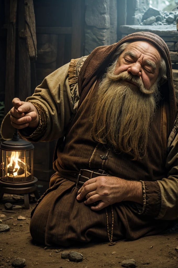 Old dwarf sleeping 