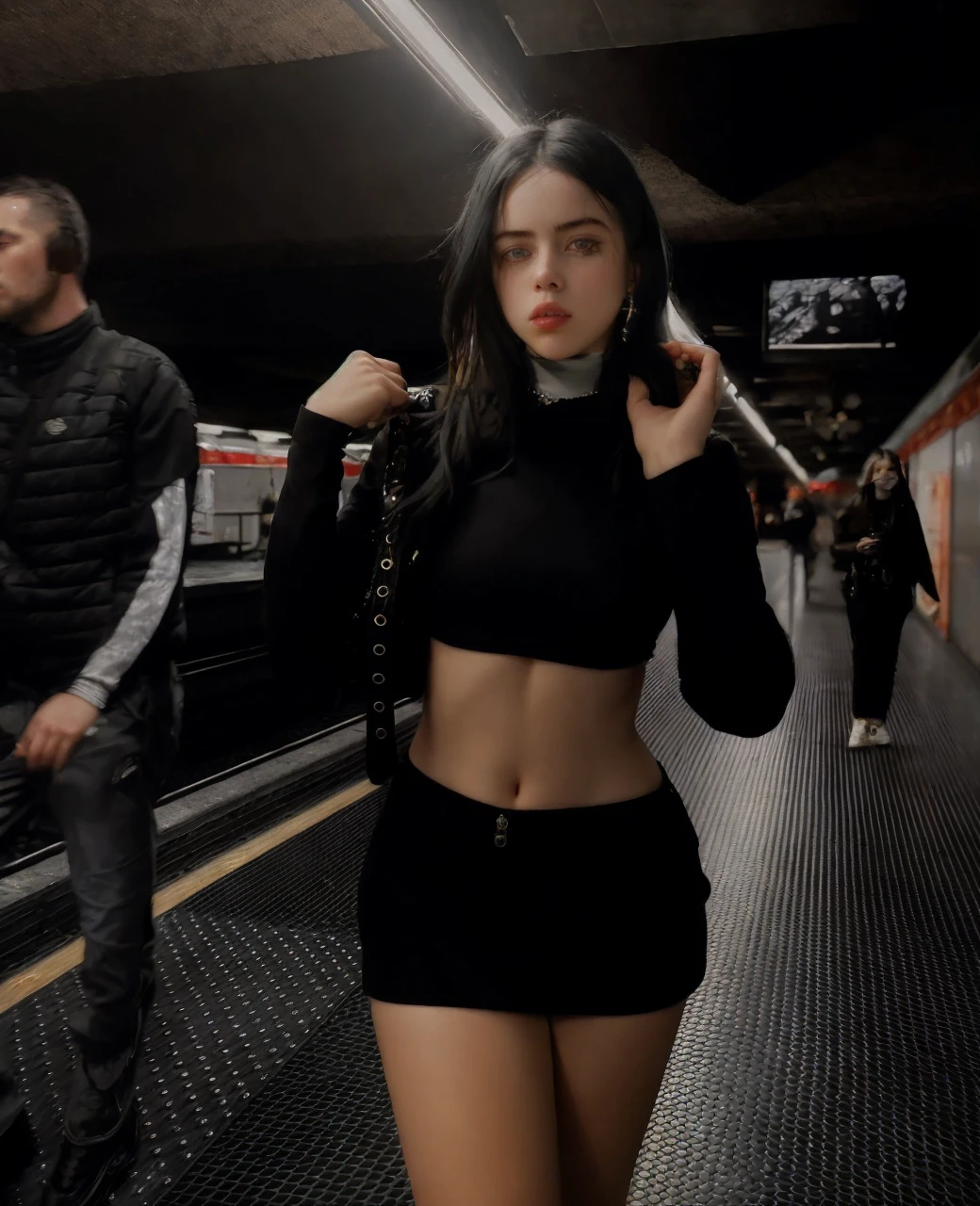 A stunning intricate full color portrait of BillieEilish,
wearing a black turtleneck,
epic character composition,
by ilya kuvshinov, alessio albi, nina masic,
sharp focus, natural lighting, subsurface scattering, f2, 35mm, film grain